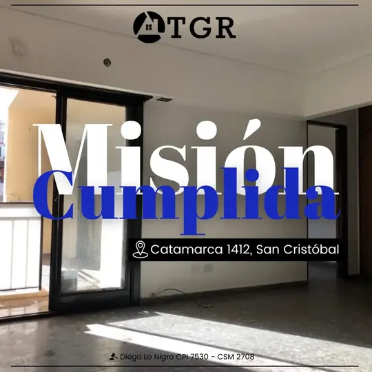 Su placa «Misión cumplida» de Catamarca 1412, San Cristóbal