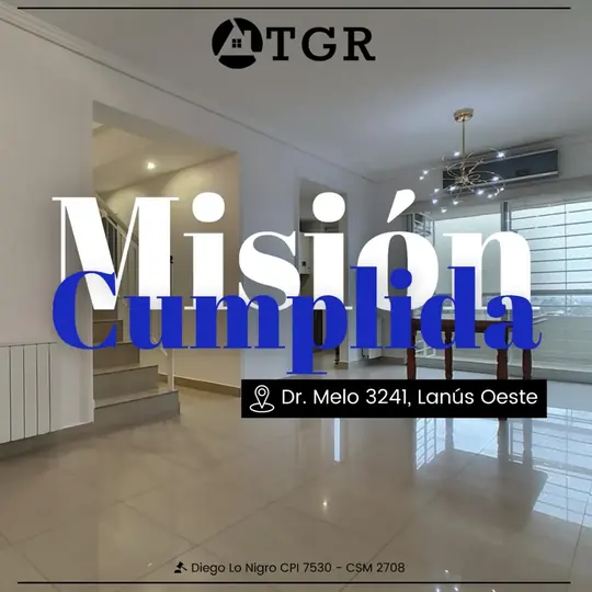 Su placa «Misión cumplida» de Dr. Melo 3241, Lanús Oeste